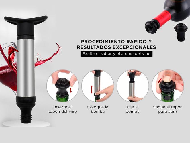 Bomba de Vacío Para Botellas de Vino Gadnic Con 2 Tapones  - 2