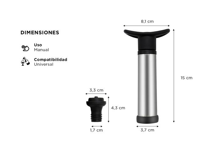 Bomba de Vacío Para Botellas de Vino Gadnic Con 2 Tapones  - 3