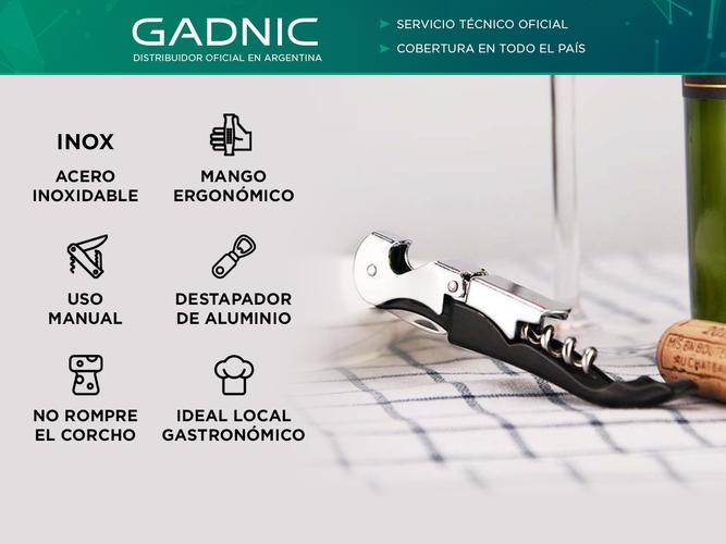 Saca Corcho Manual Gadnic  En Dos Tiempos Tipo Mozo - 1