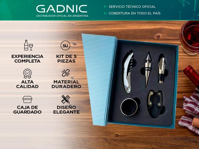 Kit 5 Piezas Abridor de Vino Gadnic Sacacorchos Tapa Dosificador - 1