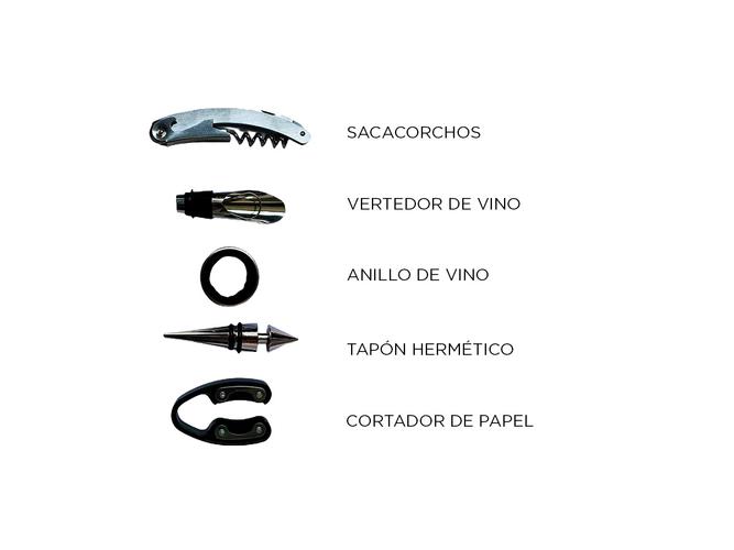 Kit 5 Piezas Abridor de Vino Gadnic Sacacorchos Tapa Dosificador - 3