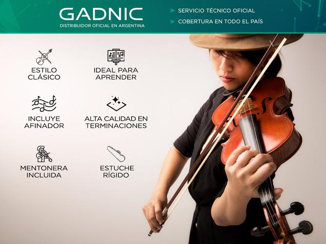 Violin Gadnic STRAD2000 4/4 Estudiantes Enchapado + Estuche + Afinador + Resina - 1
