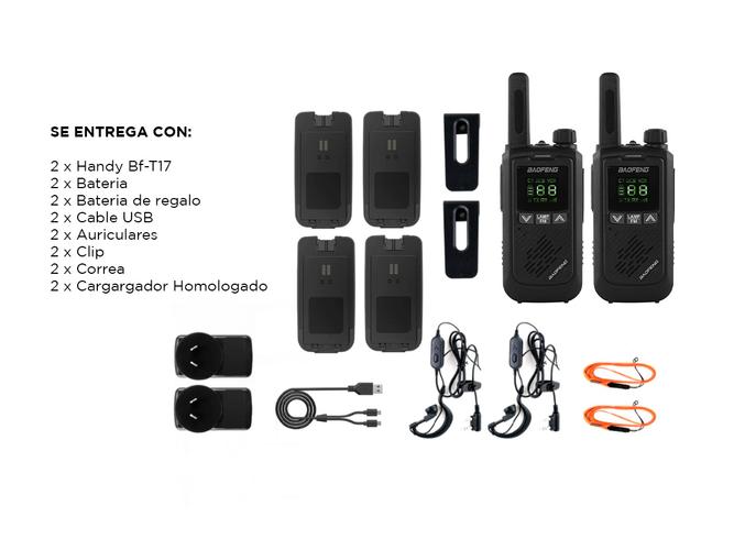 Handy Baofeng BF-T17 Kit x2 16CH UHF Display LCD + 4 Baterías y 2 Manos Libres - 6