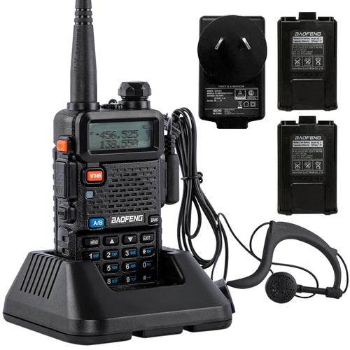 Handy Baofeng UV-5R Bi-Banda 5w 128CH Hasta 10km + 2 Baterías y Manos Libres - 0