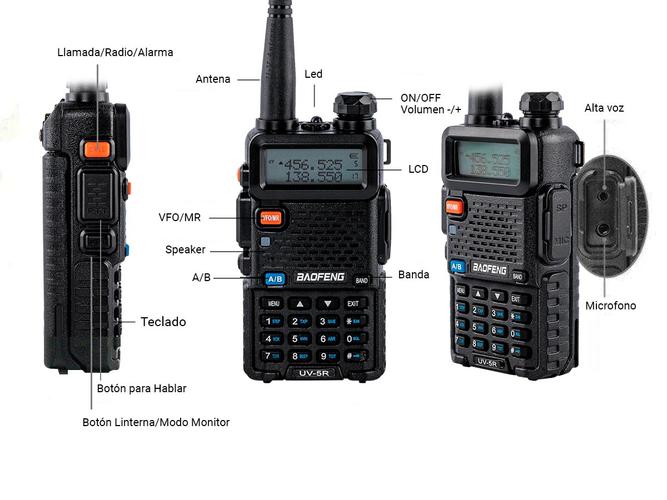 Handy Baofeng UV-5R Bi-Banda 5w 128CH Hasta 10km + 2 Baterías y Manos Libres - 5