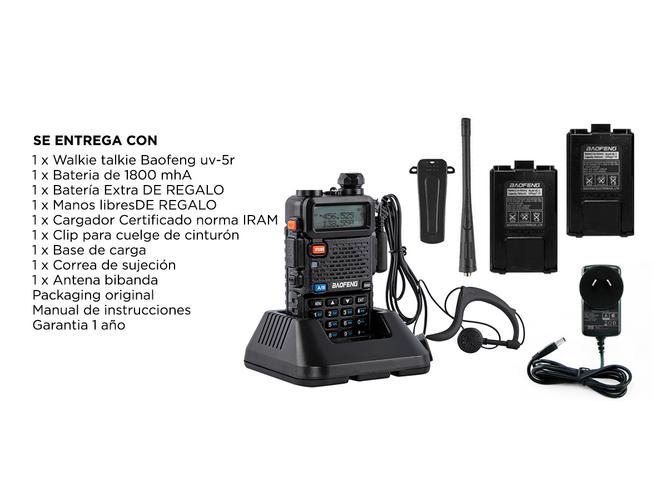 Handy Baofeng UV-5R Bi-Banda 5w 128CH Hasta 10km + 2 Baterías y Manos Libres - 6