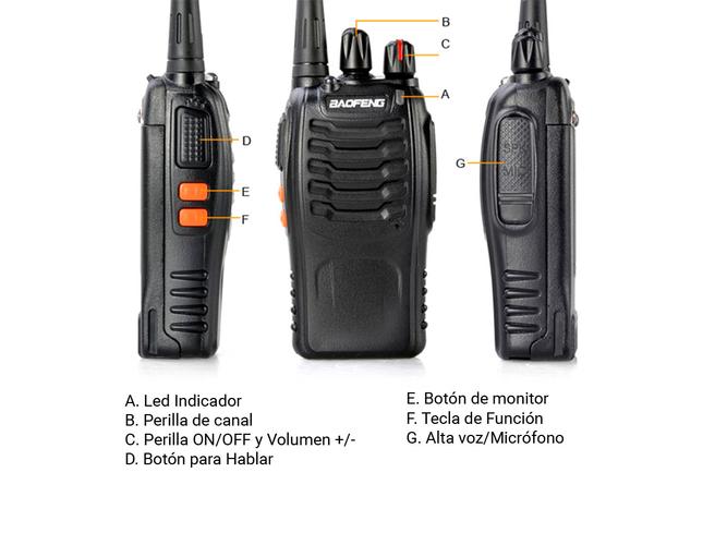 Handy Baofeng BF-888S 5w 16CH UHF Hasta 10km  2 Baterías y Manos Libres - 5