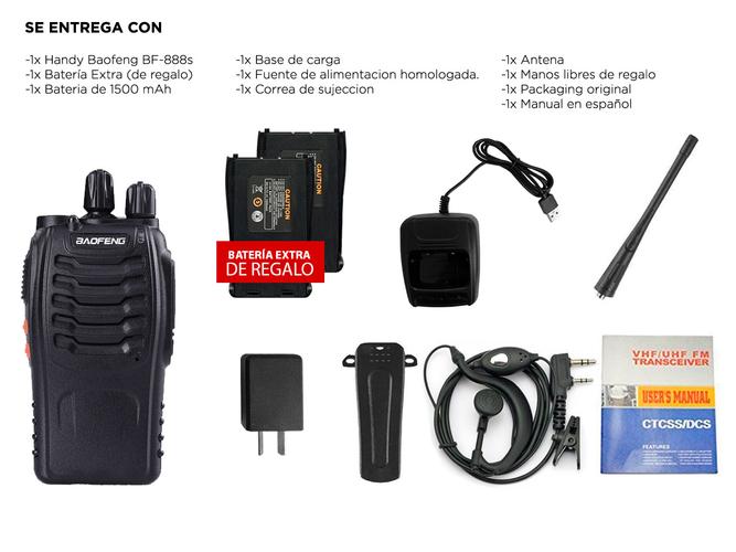 Handy Baofeng BF-888S 5w 16CH UHF Hasta 10km  2 Baterías y Manos Libres - 6