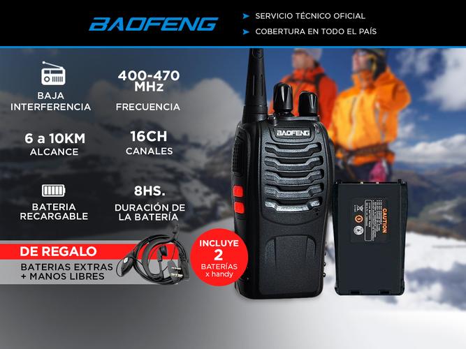 Handy Baofeng BF-888S 5w 16CH UHF Hasta 10km  2 Baterías y Manos Libres - 1