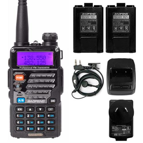 Handy Baofeng UV-5RE Bi-Banda 5w 128CH Hasta 10km + 2 Baterías y Manos Libres - 0