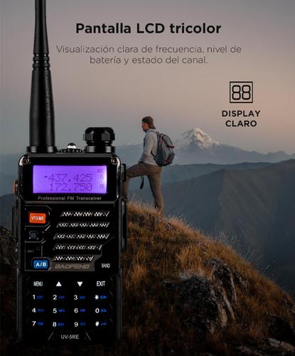Handy Baofeng UV-5RE Bi-Banda 5w 128CH Hasta 10km + 2 Baterías y Manos Libres - 4
