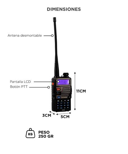 Handy Baofeng UV-5RE Bi-Banda 5w 128CH Hasta 10km + 2 Baterías y Manos Libres - 5