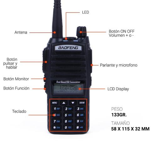 Handy Baofeng UV-82 Bi-Banda 8w 128CH Hasta 12km + 2 Baterías y Manos Libres - 5