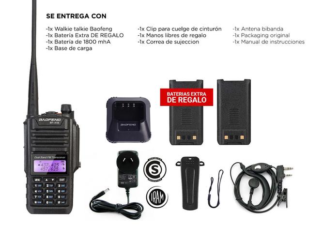 Handy Baofeng A-58 Bi-Banda 5w 128CH Hasta 12km + 2 Baterías y Manos Libres - 6
