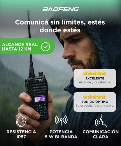 Handy Baofeng A-58 Bi-Banda 5w 128CH Hasta 12km + 2 Baterías y Manos Libres - 1