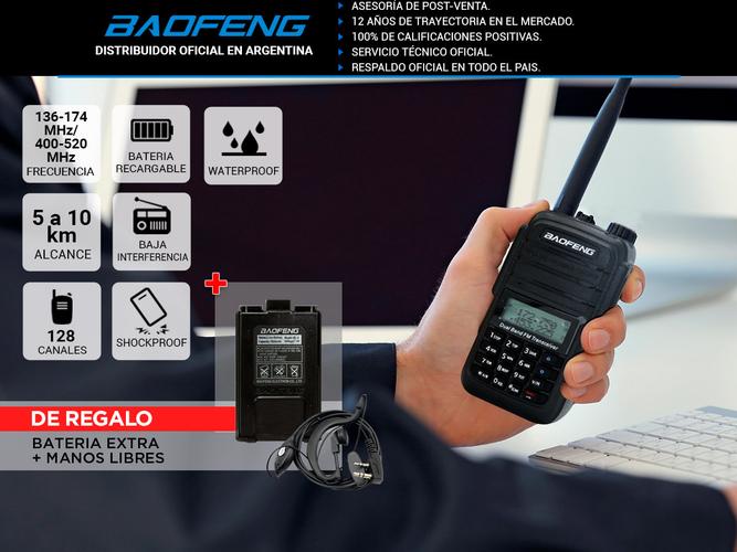 Handy Baofeng UV-6RA Kit Bi-Banda 128CH Hasta 10km + 2 Baterías y Manos Libres - 1