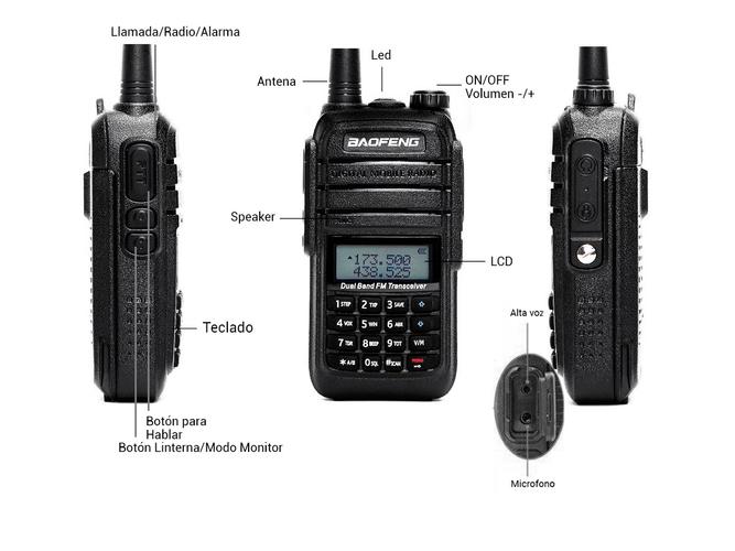 Handy Baofeng UV-6RA Kit Bi-Banda 128CH Hasta 10km + 2 Baterías y Manos Libres - 5