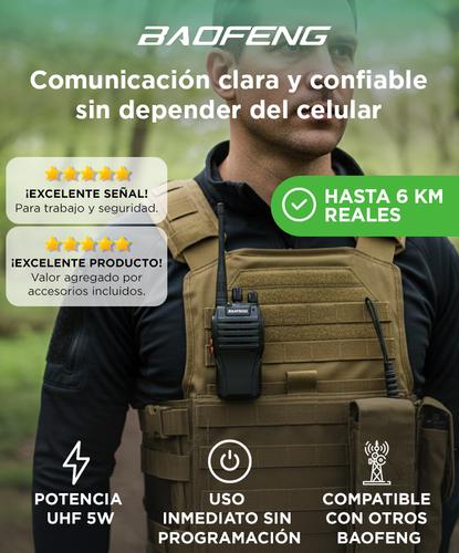 Handy Baofeng BF-999S 5w 16CH UHF Hasta 10km + 2 Baterías y Manos Libres - 1