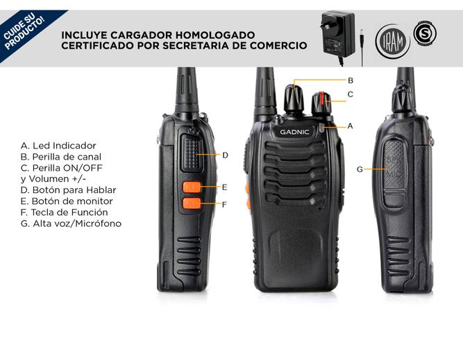 Kit x 6 Handy Gadnic WK99U 5w 16CH UHF Hasta 10km - 5