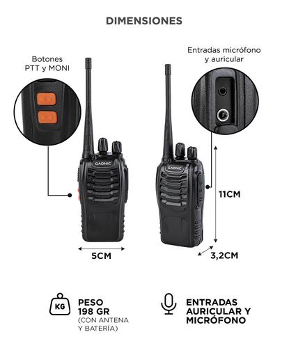 Handy Gadnic WK99U 5w 16CH UHF Hasta 10km + Manos Libres - 5
