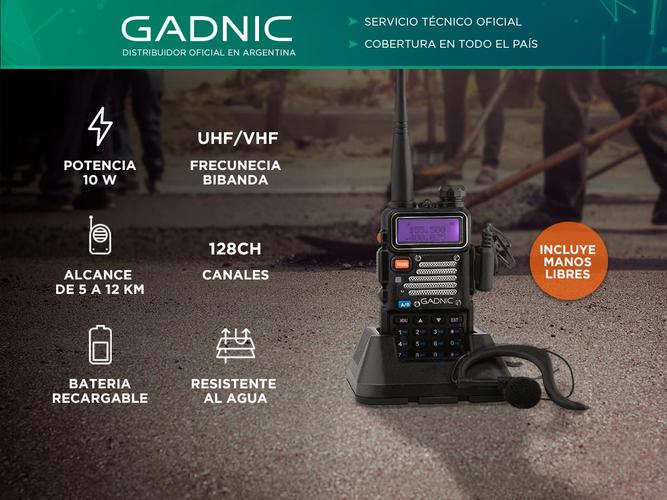 Handy Gadnic WK1000US Bi-Banda 10w 128CH Hasta 12km  Manos Libres y Accesorios Usado - 1