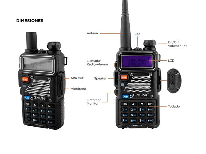Handy Gadnic WK1000US Bi-Banda 10w 128CH Hasta 12km  Manos Libres y Accesorios - 5