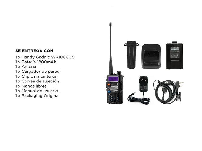 Handy Gadnic WK1000US Bi-Banda 10w 128CH Hasta 12km  Manos Libres y Accesorios - 6