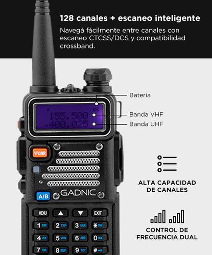 Handy Gadnic WK1000US Bi-Banda 10W 128CH Hasta 12km Manos Libres y Accesorios - 2