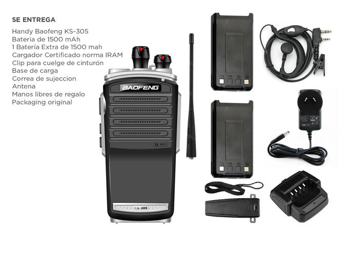 Handy Baofeng KS-305 Profesional 5w Hasta 10km + 2 Baterías y Manos Libres - 5