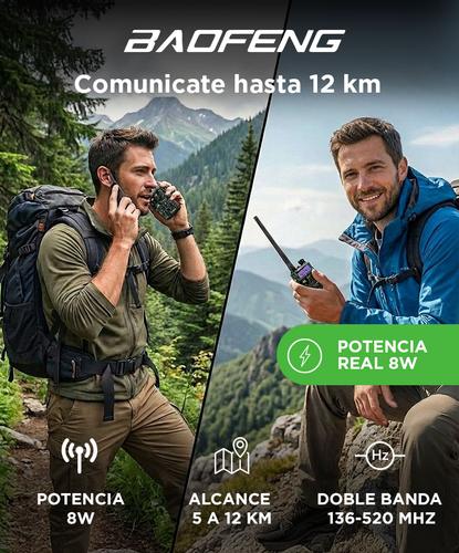 Handy Baofeng UV-5R 8w Camuflado Bi-Banda Hasta 12km  2 Baterías y Manos Libres - 1