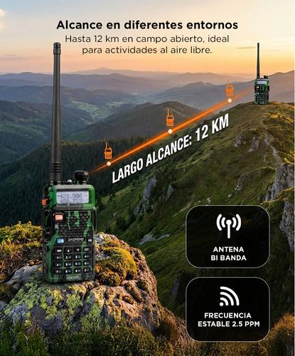 Handy Baofeng UV-5R 8w Camuflado Bi-Banda Hasta 12km  2 Baterías y Manos Libres - 2