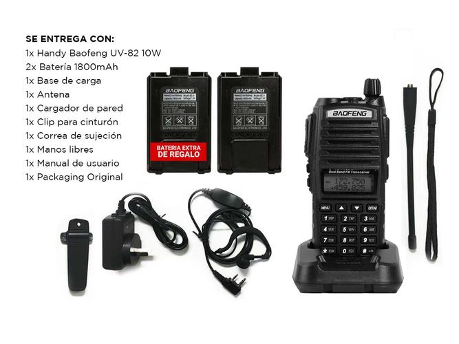 Handy Baofeng UV-82 8W Bi-Banda 128CH Hasta 20km  2 Baterías y Manos Libres - 6