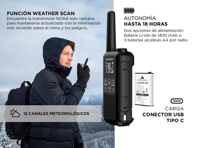 Handy Gadnic WK5200 Kit x2 22CH UHF Display USB C + Manos Libres - 4