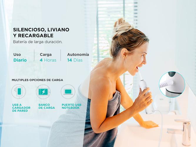 Irrigador Bucal Gadnic 100psi 200ml 3 Velocidades Inalámbrico 4 Boquillas - 4