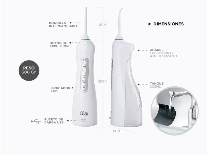 Irrigador Bucal Gadnic 100psi 200ml 3 Velocidades Inalámbrico 4 Boquillas - 5