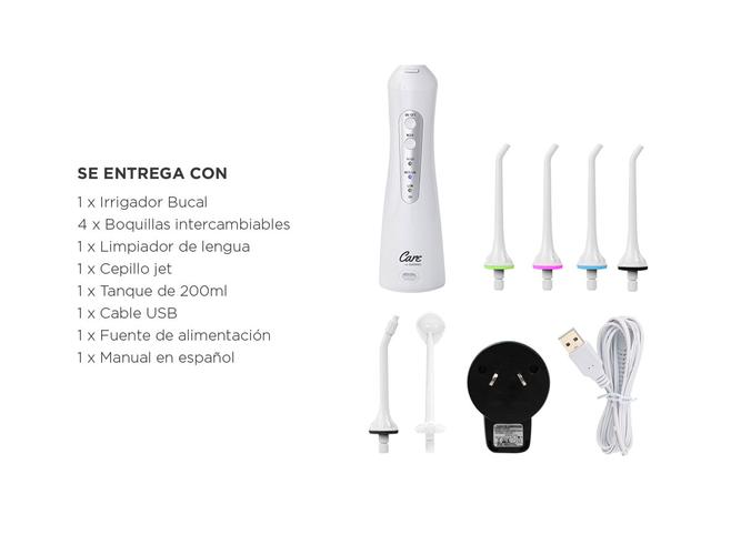 Irrigador Bucal Gadnic 100psi 200ml 3 Velocidades Inalámbrico 4 Boquillas - 6