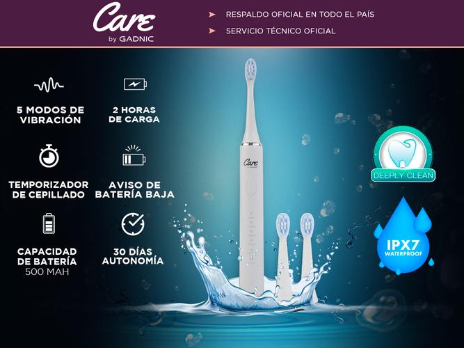 Cepillo Dental Eléctrico Gadnic Flush Recargable  2 Repuestos  - 1