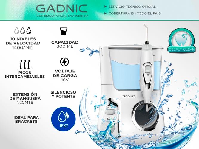 Irrigador Bucal Gadnic AP100 120psi 800ml 10 Velocidades con Set de Boquillas Usado - 1