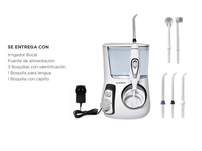 Irrigador Bucal Gadnic AP100 120psi 800ml 10 Velocidades con Set de Boquillas - 6