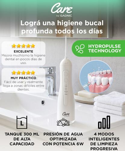 Irrigador Bucal Portátil Care By Gadnic 300ml Recargable 4 Modos de Limpieza 5 Boquillas Intercambiables - 1