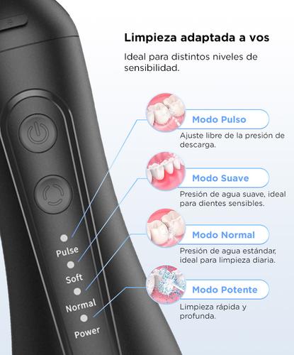Irrigador Bucal Portátil Care By Gadnic 300ml Recargable 4 Modos de Limpieza 5 Boquillas Intercambiables - 2