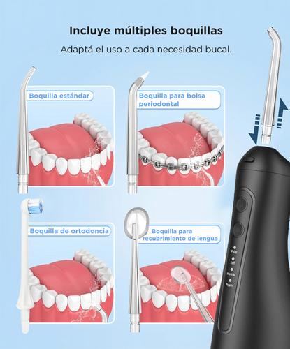 Irrigador Bucal Portátil Care By Gadnic 300ml Recargable 4 Modos de Limpieza 5 Boquillas Intercambiables - 4