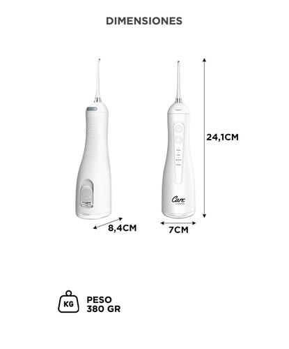 Irrigador Bucal Portátil Care By Gadnic 300ml Recargable 4 Modos de Limpieza 5 Boquillas Intercambiables - 5