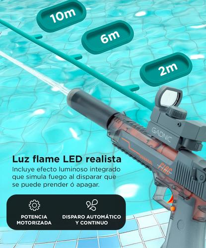 Pistola de Agua Automática Gadnic Luz Led Recargable 10 Metros - 2