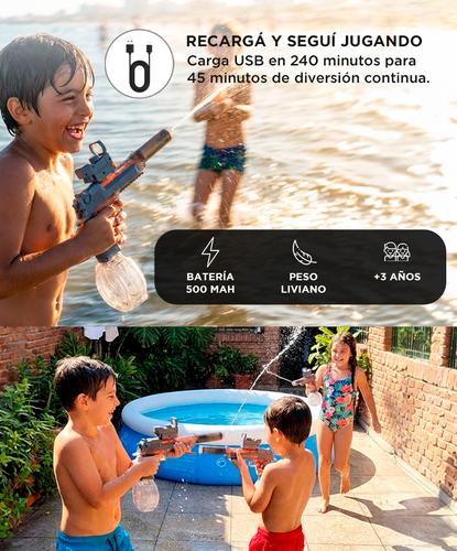Pistola de Agua Automática Gadnic Luz Led Recargable 10 Metros - 4