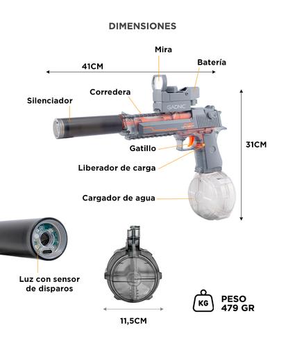 Pistola de Agua Automática Gadnic Luz Led Recargable 10 Metros - 5