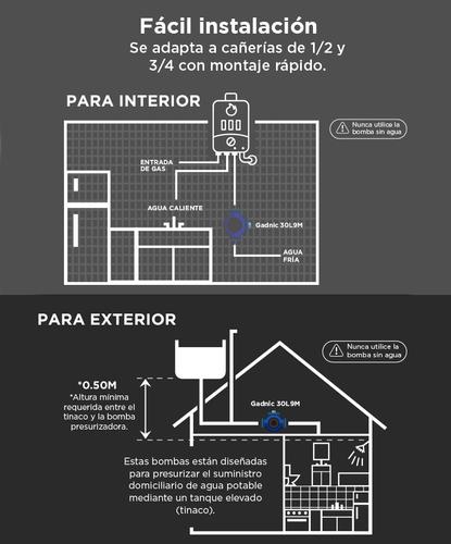 Bomba Presurizadora Gadnic 30L9M Elevadora 9mts 30lt/min 100w Automática o Manual - 3
