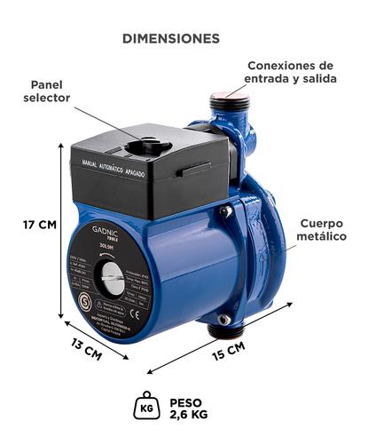 Bomba Presurizadora Gadnic 30L9M Elevadora 9mts 30lt/min 100w Automática o Manual - 5