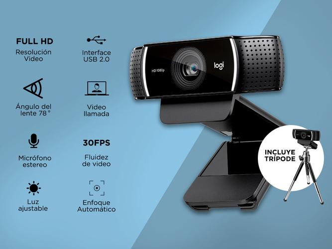 Webcam Logitech C922 Pro Streaming con Trípode 1080p Full HD Doble Micrófono Integrado - 1