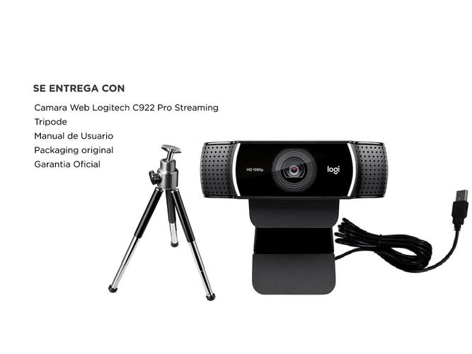 Webcam Logitech C922 Pro Streaming con Trípode 1080p Full HD Doble Micrófono Integrado - 6